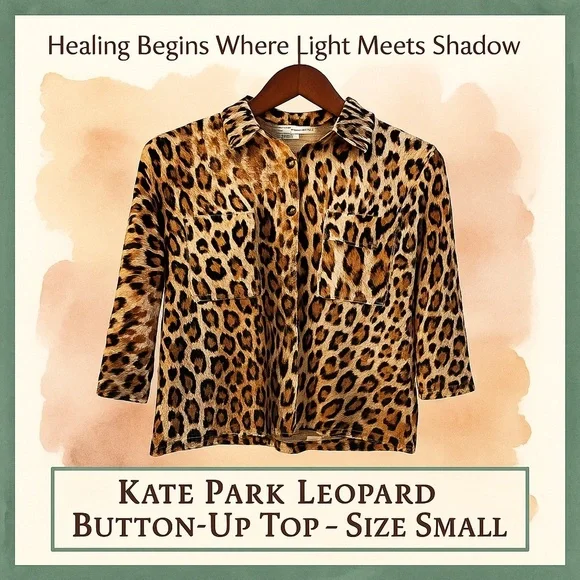 🧡 Kate Park Leopard Button-Up Top – Size Small - Picture 8 of 11
